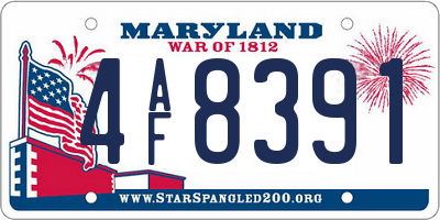 MD license plate 4AF8391