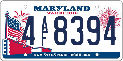 MD license plate 4AF8394