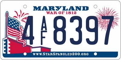 MD license plate 4AF8397