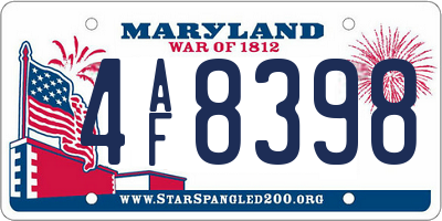 MD license plate 4AF8398