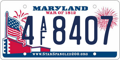 MD license plate 4AF8407
