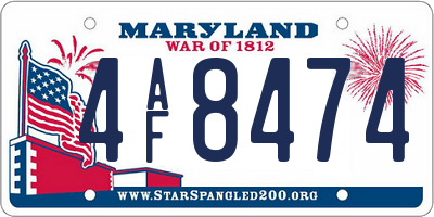 MD license plate 4AF8474