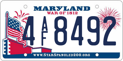 MD license plate 4AF8492