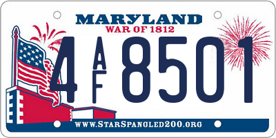 MD license plate 4AF8501