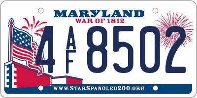 MD license plate 4AF8502