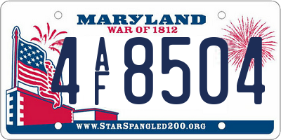 MD license plate 4AF8504