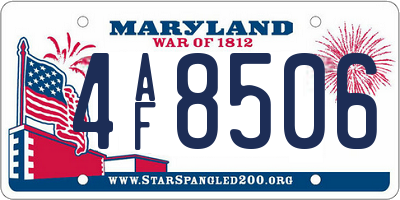 MD license plate 4AF8506