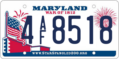 MD license plate 4AF8518