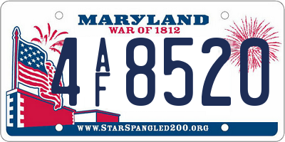 MD license plate 4AF8520