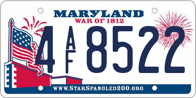 MD license plate 4AF8522
