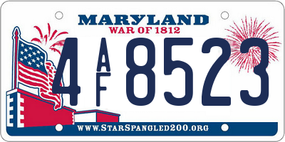 MD license plate 4AF8523