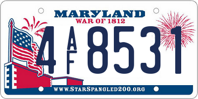 MD license plate 4AF8531