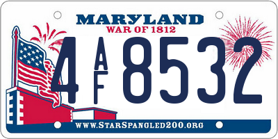 MD license plate 4AF8532