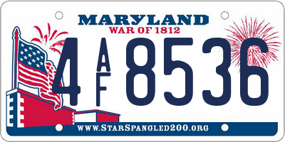 MD license plate 4AF8536