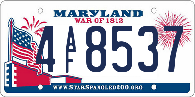 MD license plate 4AF8537