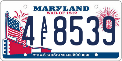 MD license plate 4AF8539