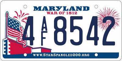 MD license plate 4AF8542