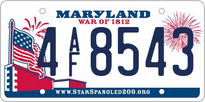 MD license plate 4AF8543
