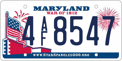 MD license plate 4AF8547