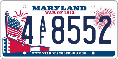 MD license plate 4AF8552