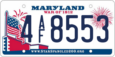 MD license plate 4AF8553