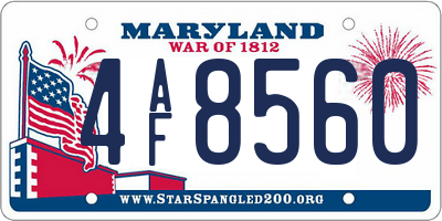 MD license plate 4AF8560