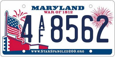 MD license plate 4AF8562