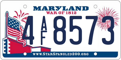 MD license plate 4AF8573