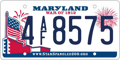 MD license plate 4AF8575