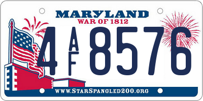 MD license plate 4AF8576