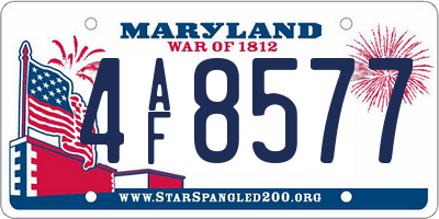 MD license plate 4AF8577