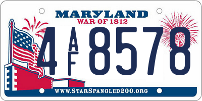 MD license plate 4AF8578