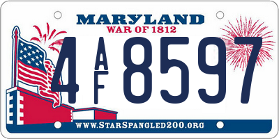 MD license plate 4AF8597