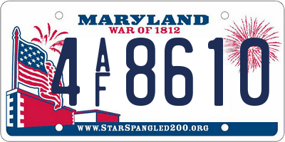 MD license plate 4AF8610