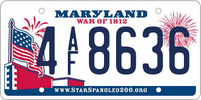 MD license plate 4AF8636