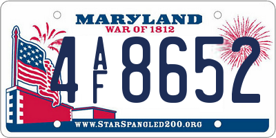 MD license plate 4AF8652