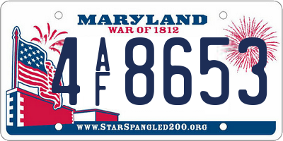 MD license plate 4AF8653