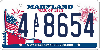 MD license plate 4AF8654