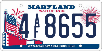 MD license plate 4AF8655