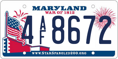 MD license plate 4AF8672