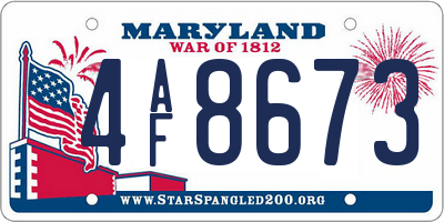 MD license plate 4AF8673