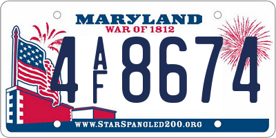 MD license plate 4AF8674
