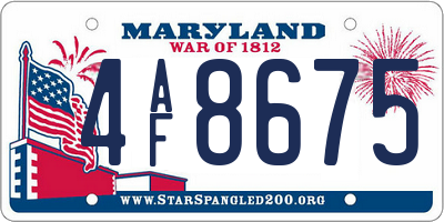 MD license plate 4AF8675