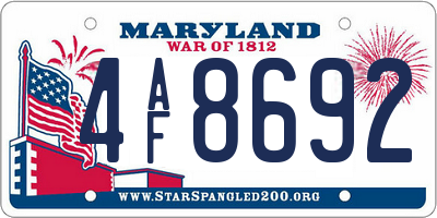 MD license plate 4AF8692