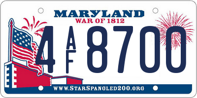 MD license plate 4AF8700