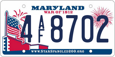 MD license plate 4AF8702