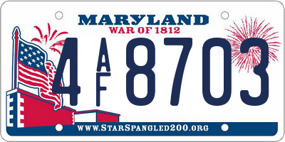 MD license plate 4AF8703