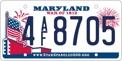 MD license plate 4AF8705
