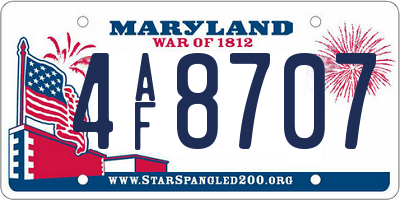 MD license plate 4AF8707