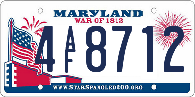 MD license plate 4AF8712